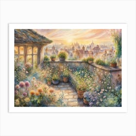 Garden At Sunset Art Print