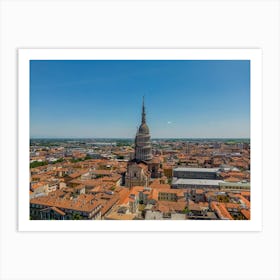 Basilica San Gaudenzio Novara, Italy, Piedmont. Aerial  photography Art Print