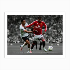 Marcus Rashford Of Manchester United Battles For Possession With Trent Alexander Arnold Of Liverpool Art Print