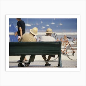 Retired Couple On The Promenade Brittany France Art Print