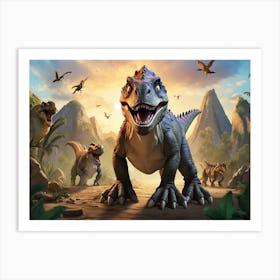 Dinosaurs In The Desert Art Print