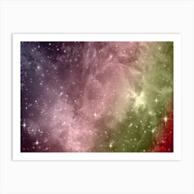 Red Green Purple Galaxy Space Background Art Print