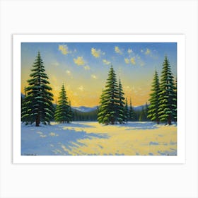 Wintry Whispers Spruce Trees At Sunset Art Print