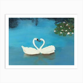 Two Swans In Love Art Print