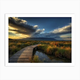 Boardwalk At Sunset Art Print