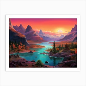 Sunset In The Mountains Art Print