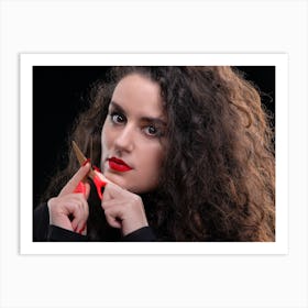 Young Woman With Red Lipstick Art Print