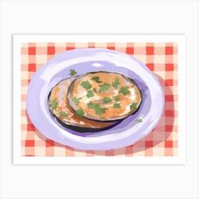 A Plate Of Eggplant, Top View Food Illustration, Landscape 4 Art Print