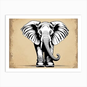 Elephant Wearing Boots, Whimsical Art, 1112 Art Print