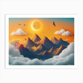 Clouds And Mountains Art Print