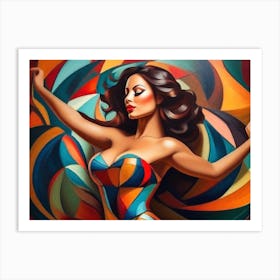 Woman In A Colorful Dress Art Print