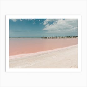 Pink Beach And White Sand Of Las Coloradas On Yucatán In Mexico Art Print