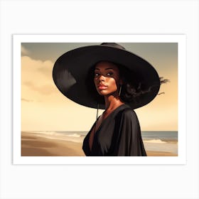 Illustration of an African American woman at the beach 75 Art Print