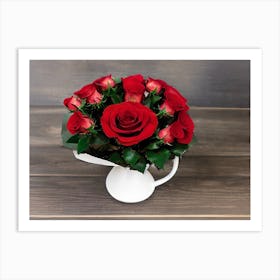 Red Roses In A Vase 4 Art Print