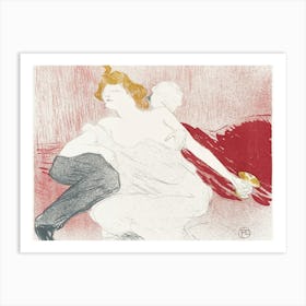 Ontwerp Voor Omslag Catalogus Met Liggende Man En Halfnaakte Vrouw (1896), Henri de Toulouse-Lautrec Art Print