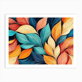 Beautiful Illustration Of Colorful Leaves 3 Art Print