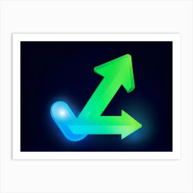 Arrow Up Icon Glowing With A Holographic Effect To Symbolize Progress And Ascendancy Paired With An 2 1 Art Print