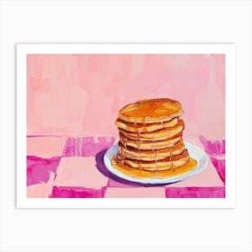 Pancake Stack Pink Checkerboard 4 Art Print