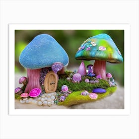 Neon Mushroom Garden Art Print