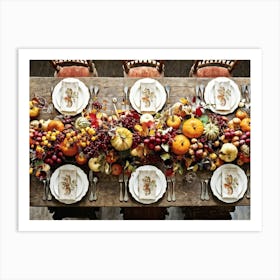 A Traditional Rustic Autumn Harvest Table Set For A Festive Gathering Sun Bleached Wooden Table Hig (1) 2 1 Art Print