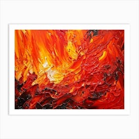 Abstract Art Capturing The Essence Of Burning Passion Hues Of Red And Orange Dance In A Turbulent I (1) Art Print