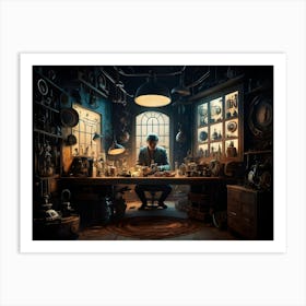 Man In A Dark Room Art Print