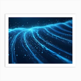 Abstract Background With Flowing Blue Lines And Particles, Suggesting Movement And Energy Art Print