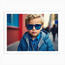 Little Boy Wearing Sunglasses Art Print