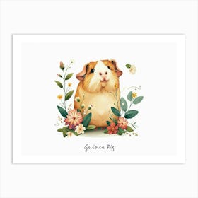 Little Floral Guinea Pig 4 Poster Art Print