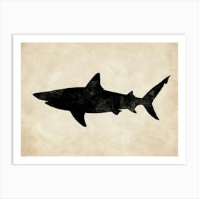 Bull Shark Grey Silhouette 5 Art Print