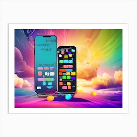 Rainbow Sky Future Of Mobile Applications Development In Colorful Dreaming Life Art Print