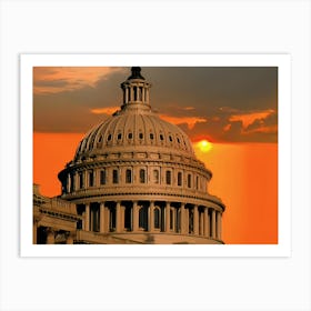 Sunset Over The Capitol Building Art Print