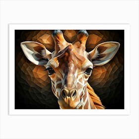 Close Up Portrait Of A Giraffe With A Geometric Background Art Print