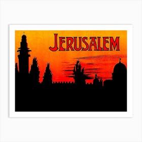 Jerusalem On Sunset, Vintage Travel Poster Art Print
