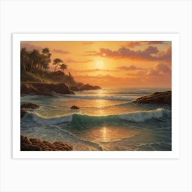 Sunset at sea Art Print