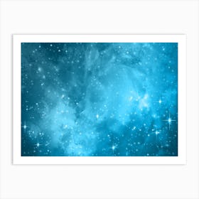 Shining Blue 2 Galaxy Space Background Art Print