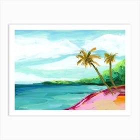 Palm Tree Coconuts Beach Landscape Art Print