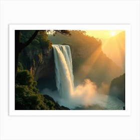 Sunset Over A Waterfall Art Print