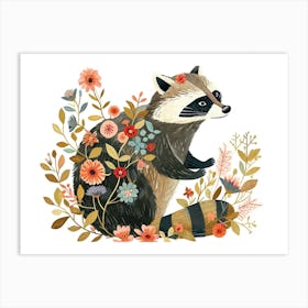 Little Floral Raccoon 1 Art Print