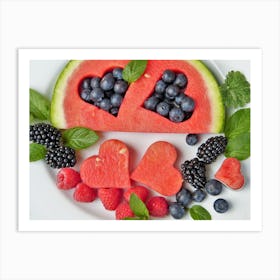 Heart Shaped Watermelon Art Print