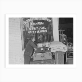 Woman In Front Of Secondhand Furniture Store, San Antonio, Texas By Russell Lee Art Print