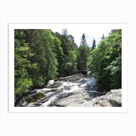 Dramatic River Waterfalls Trees Forest  Art Print