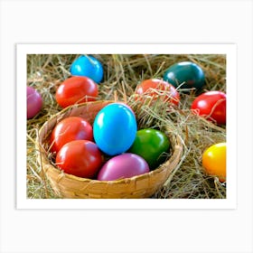 Colorful Easter Eggs In A Basket 1 Art Print