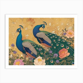 Floral Animal Illustration Peacock 2 Art Print
