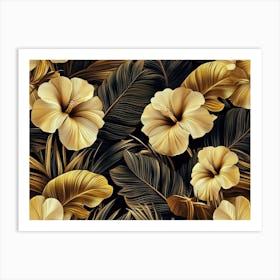 Gold Hibiscus Wallpaper Art Print