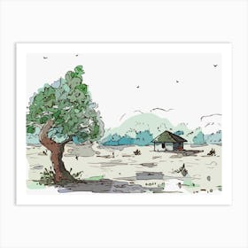 Tree In The Field Art Print