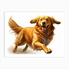 Golden Retriever Dog Running Joyfully 2 Art Print