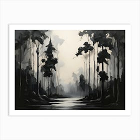 Black And White Forest Painting Art Print