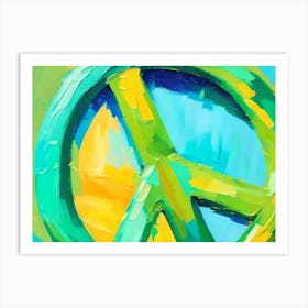 Blue and Green Peace Sign 2 Art Print