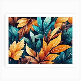 Beautiful Illustration Of Colorful Leaves 2 Art Print